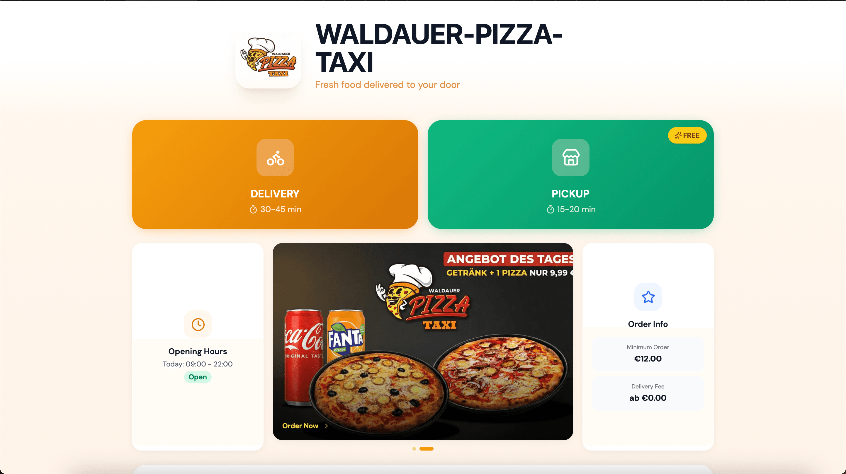 Pizzeria Website Beispiel